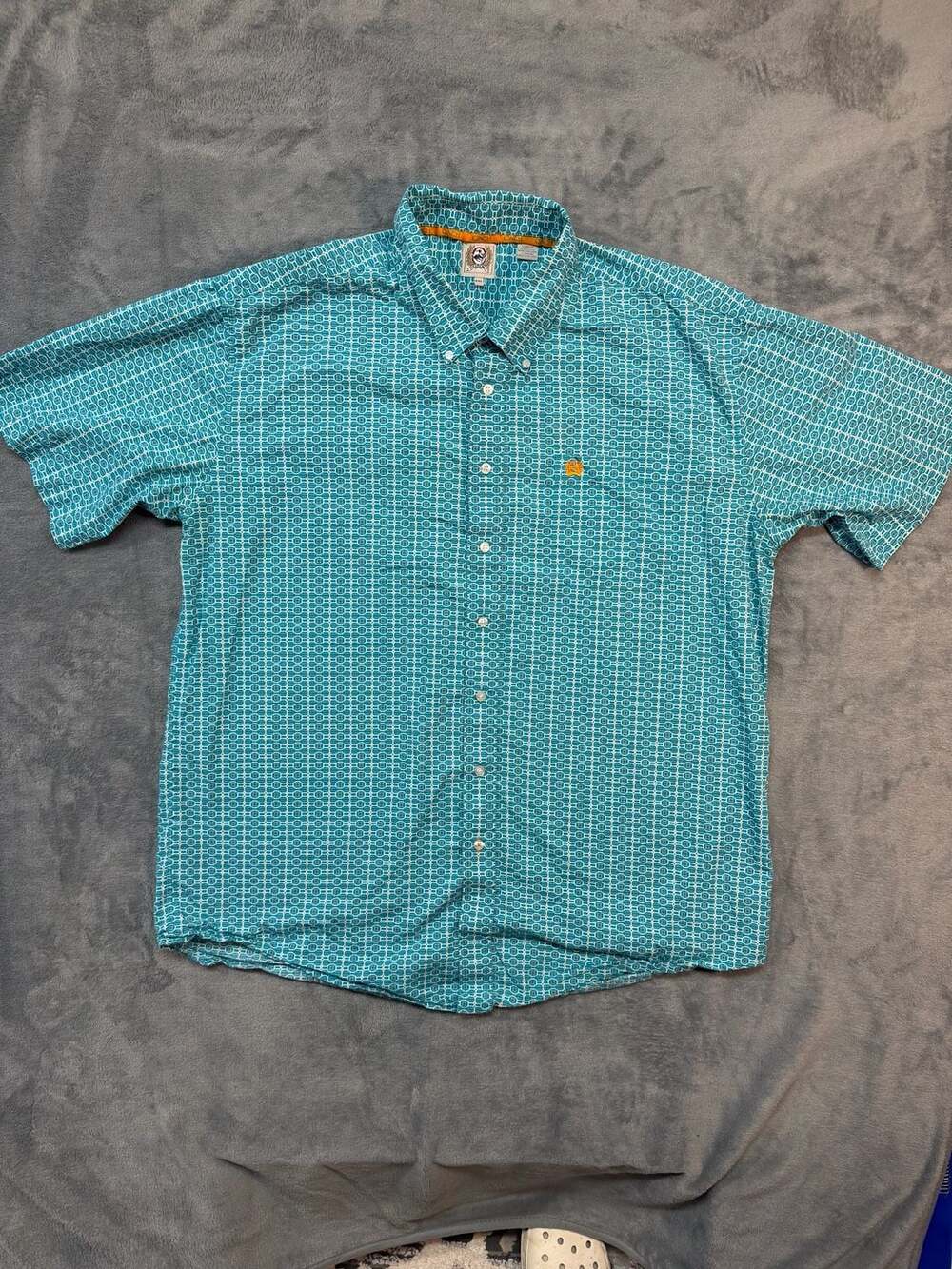 Cinch Men's Turquoise Geo Print Short Sleeve Button-Down Western Shirt XXL